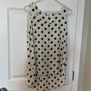 White and black polka dot tank top blouse. From Nordstrom-Brand Pleione. Size XS